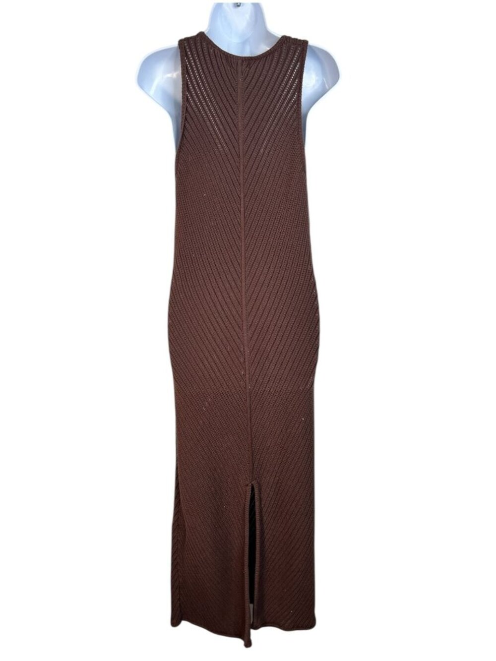 DISSH Bloom Chocolate Crochet Maxi Dress Knit Fitted Sleeveless Brown Large - Picture 7 of 14